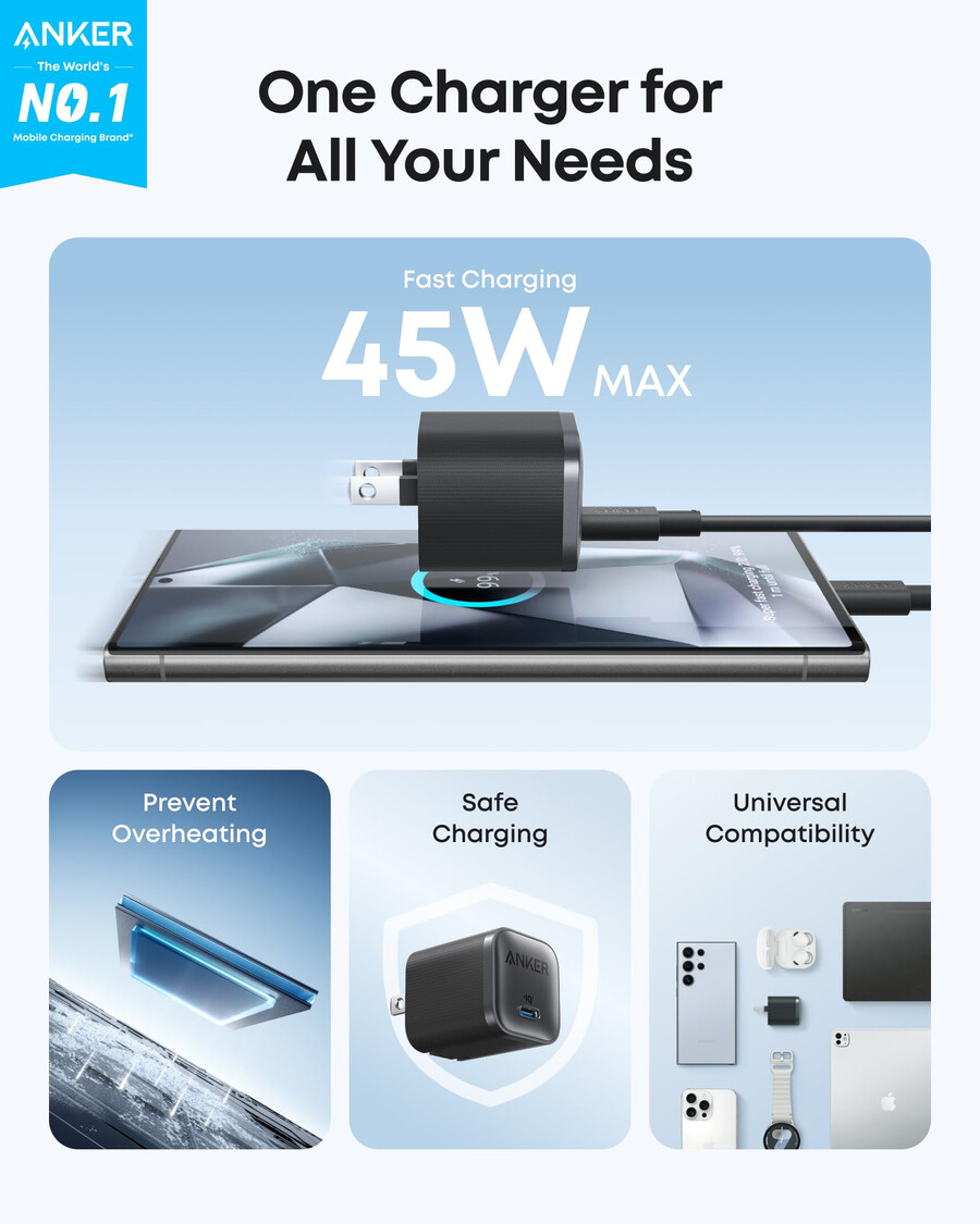 anker nano-oplader 45w met usb-c naar usb-c-kabel 2 stuks
