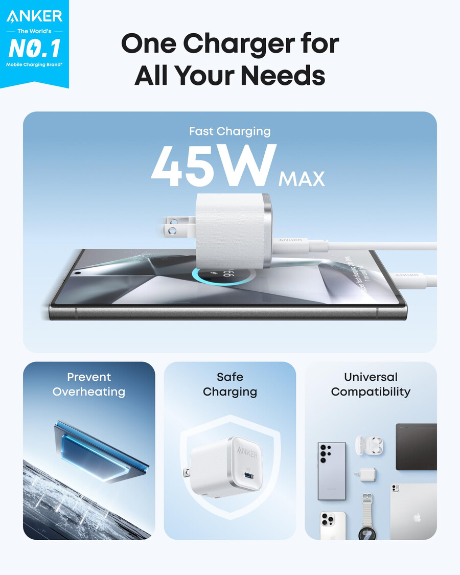 anker nano-oplader 45w met usb-c naar usb-c-kabel 2 stuks