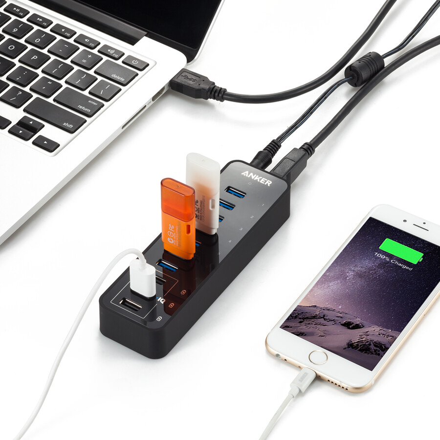 anker 60w 10-poorts usb 3.0 datahub