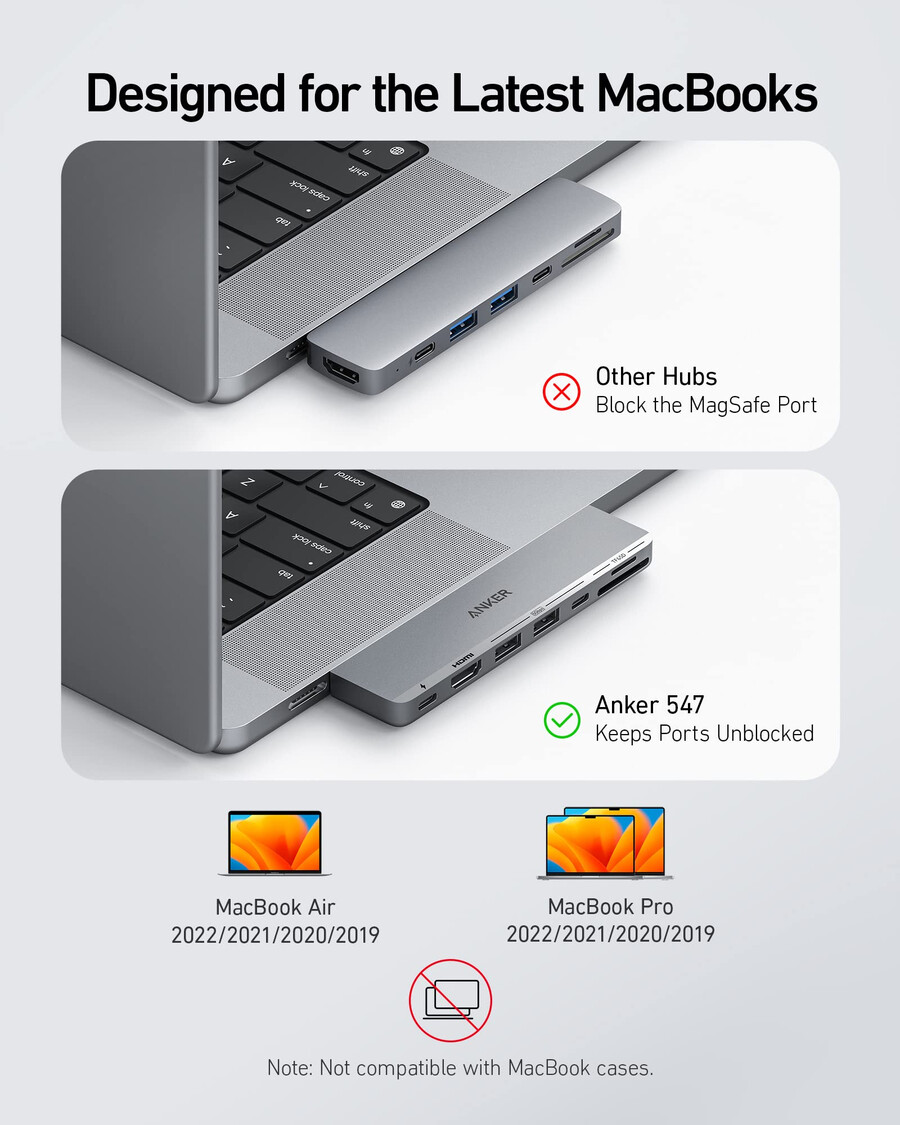 anker 547 usb-c-hub 7-in-2 voor macbook